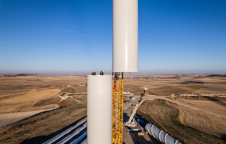 Construcción del parque eólico de Andella en Castilla y León