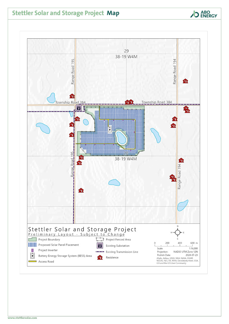 Stettler Solar and Storage Project: Map