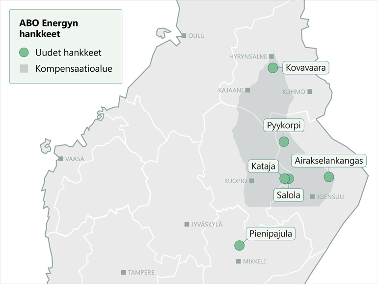 ABO Energy uskoo itään: Kuusi uutta tuulivoimahanketta Itä-Suomesta