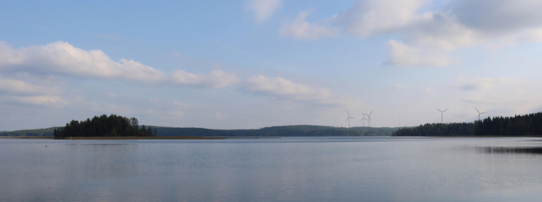 Havainnekuva Kotvionniemestä Pöytäselän yli kohti Murskemäkeä. 