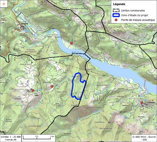 Carte de localisation des points de mesures de la campagne acoustique