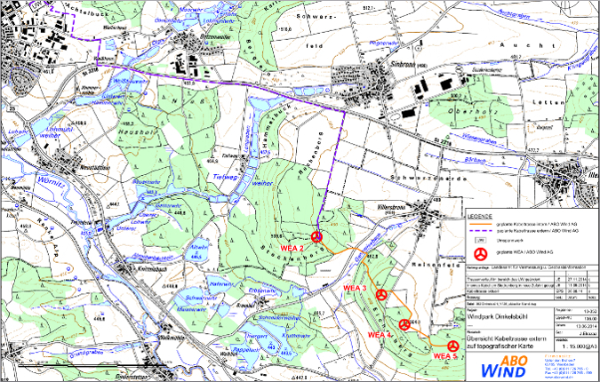 Übersichtskarte zur internen und externen Kabeltrasse