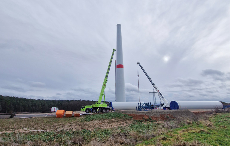 Windpark, Elektrolyseur und Wasserstofftankstelle in Hünfeld-Michelsrombach