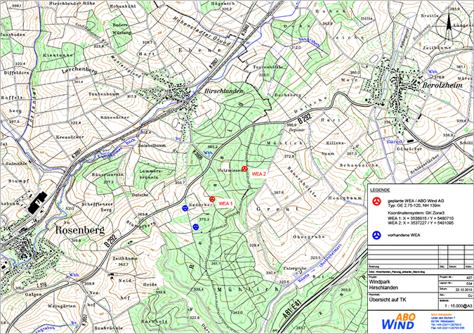 Windparkplanung in Hirschlanden - Standort